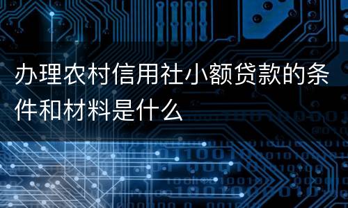 办理农村信用社小额贷款的条件和材料是什么