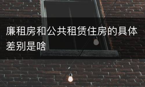 廉租房和公共租赁住房的具体差别是啥