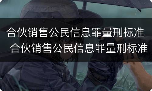 合伙销售公民信息罪量刑标准 合伙销售公民信息罪量刑标准最新