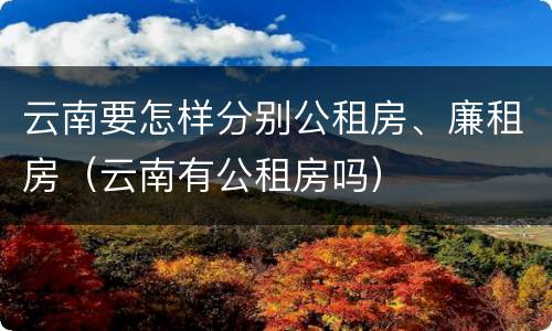 云南要怎样分别公租房、廉租房（云南有公租房吗）