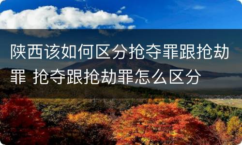 陕西该如何区分抢夺罪跟抢劫罪 抢夺跟抢劫罪怎么区分