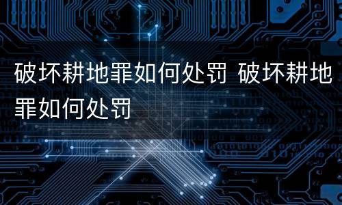 破坏耕地罪如何处罚 破坏耕地罪如何处罚