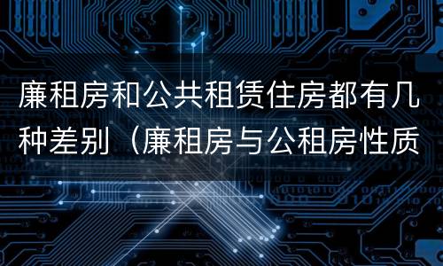 廉租房和公共租赁住房都有几种差别（廉租房与公租房性质是一样的吗）