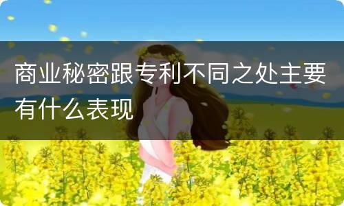 商业秘密跟专利不同之处主要有什么表现
