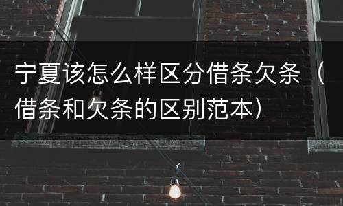 宁夏该怎么样区分借条欠条（借条和欠条的区别范本）