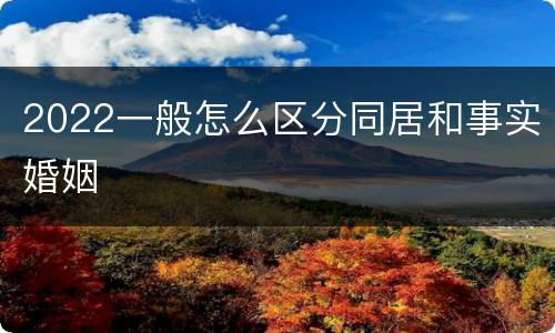 2022一般怎么区分同居和事实婚姻