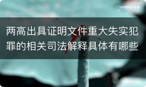 两高出具证明文件重大失实犯罪的相关司法解释具体有哪些重要规定