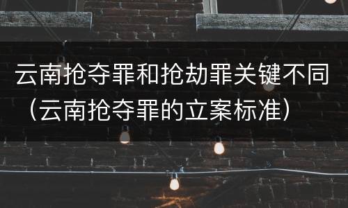 云南抢夺罪和抢劫罪关键不同（云南抢夺罪的立案标准）