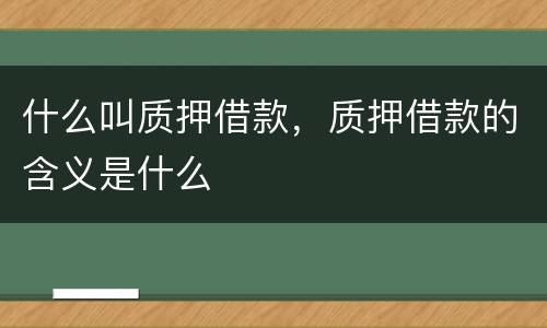 什么叫质押借款，质押借款的含义是什么