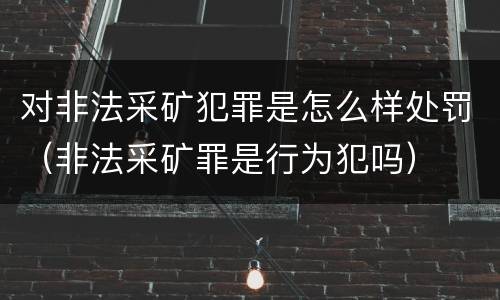 对非法采矿犯罪是怎么样处罚（非法采矿罪是行为犯吗）