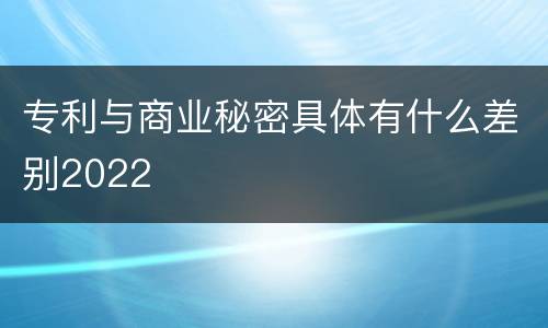 专利与商业秘密具体有什么差别2022