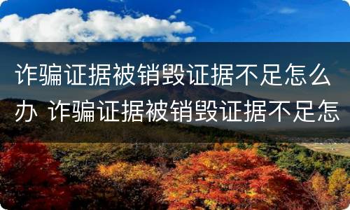 诈骗证据被销毁证据不足怎么办 诈骗证据被销毁证据不足怎么办理