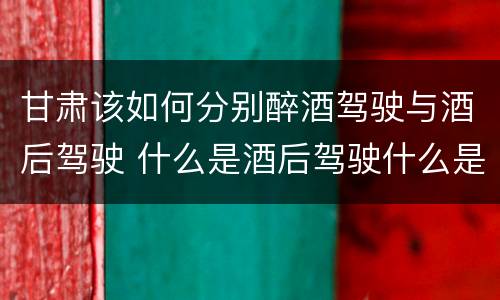 甘肃该如何分别醉酒驾驶与酒后驾驶 什么是酒后驾驶什么是醉酒驾驶