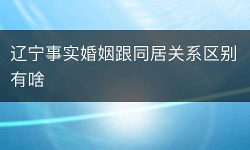 辽宁事实婚姻跟同居关系区别有啥