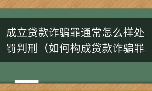 成立贷款诈骗罪通常怎么样处罚判刑（如何构成贷款诈骗罪）