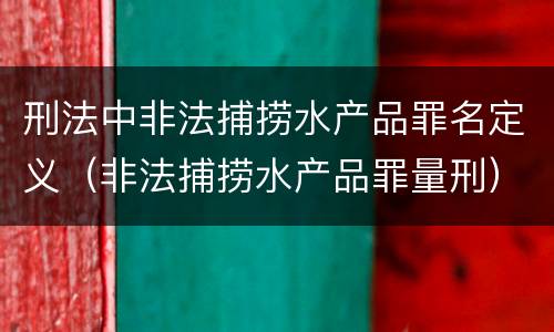 刑法中非法捕捞水产品罪名定义（非法捕捞水产品罪量刑）