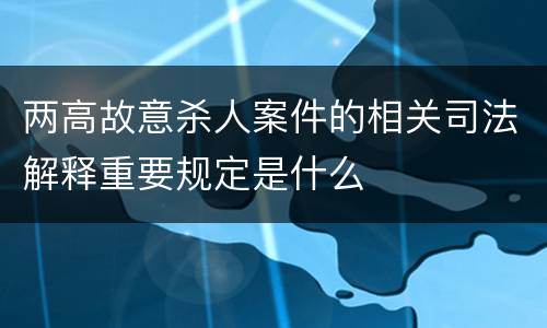 两高故意杀人案件的相关司法解释重要规定是什么