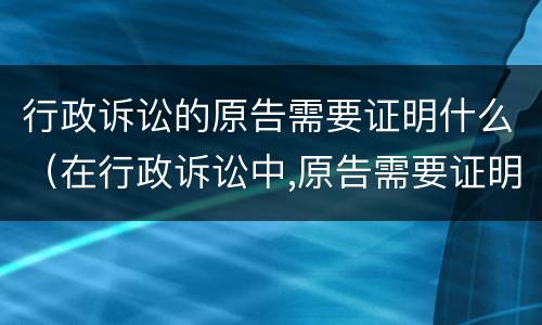 行政诉讼的原告需要证明什么（在行政诉讼中,原告需要证明的是）
