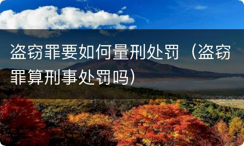 盗窃罪要如何量刑处罚（盗窃罪算刑事处罚吗）