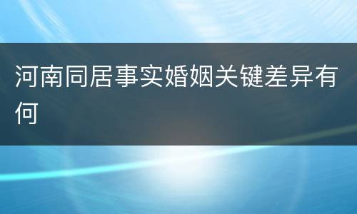 河南同居事实婚姻关键差异有何