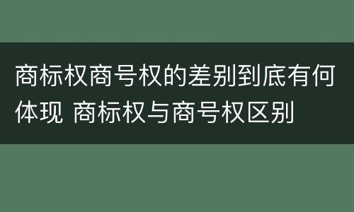 商标权商号权的差别到底有何体现 商标权与商号权区别
