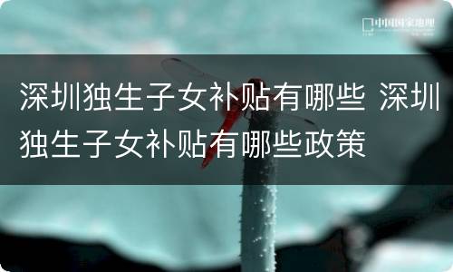 深圳独生子女补贴有哪些 深圳独生子女补贴有哪些政策