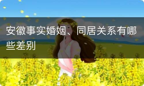 安徽事实婚姻、同居关系有哪些差别