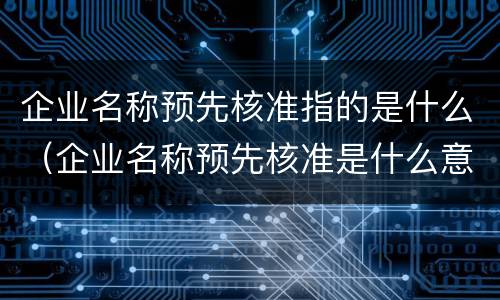 企业名称预先核准指的是什么（企业名称预先核准是什么意思）