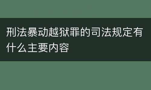 刑法暴动越狱罪的司法规定有什么主要内容