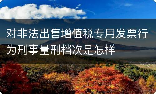 对非法出售增值税专用发票行为刑事量刑档次是怎样