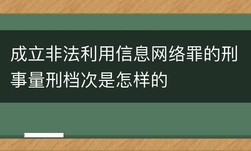 成立非法利用信息网络罪的刑事量刑档次是怎样的