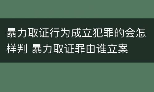 暴力取证行为成立犯罪的会怎样判 暴力取证罪由谁立案