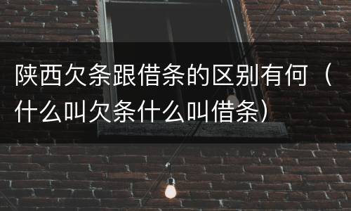 陕西欠条跟借条的区别有何（什么叫欠条什么叫借条）