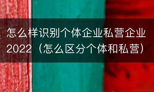 怎么样识别个体企业私营企业2022（怎么区分个体和私营）