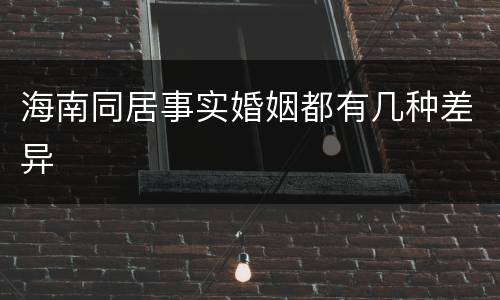 海南同居事实婚姻都有几种差异