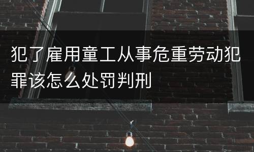 犯了雇用童工从事危重劳动犯罪该怎么处罚判刑
