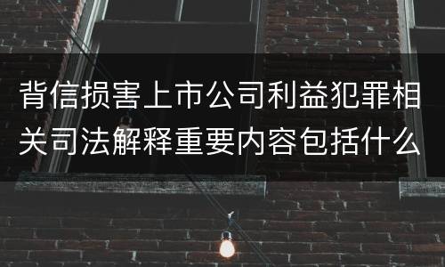 背信损害上市公司利益犯罪相关司法解释重要内容包括什么