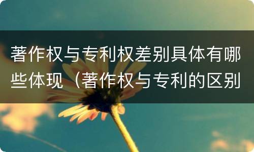 著作权与专利权差别具体有哪些体现（著作权与专利的区别）
