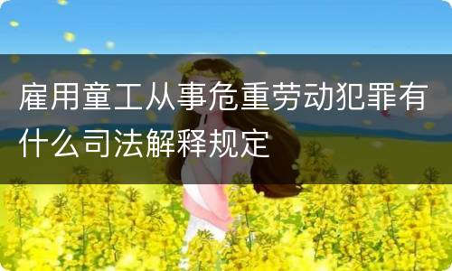 雇用童工从事危重劳动犯罪有什么司法解释规定