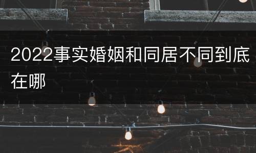 2022事实婚姻和同居不同到底在哪