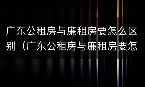 广东公租房与廉租房要怎么区别（广东公租房与廉租房要怎么区别的）
