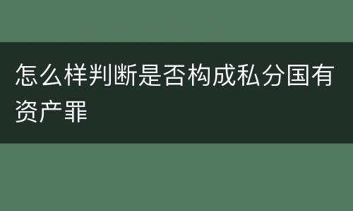 怎么样判断是否构成私分国有资产罪