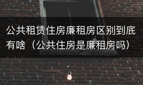 公共租赁住房廉租房区别到底有啥（公共住房是廉租房吗）