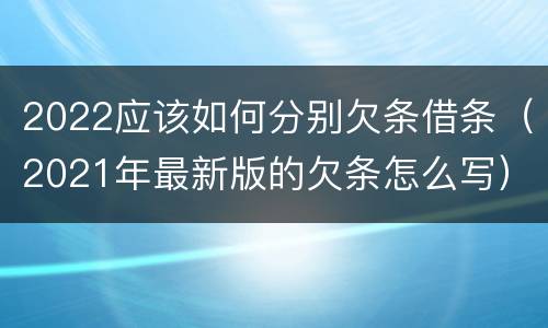 2022应该如何分别欠条借条（2021年最新版的欠条怎么写）