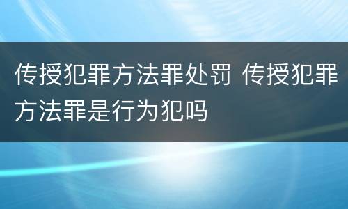 传授犯罪方法罪处罚 传授犯罪方法罪是行为犯吗
