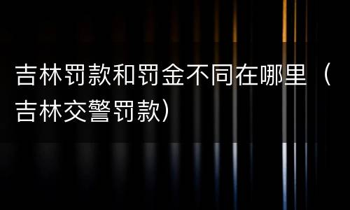 吉林罚款和罚金不同在哪里（吉林交警罚款）