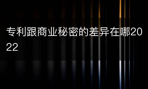 专利跟商业秘密的差异在哪2022