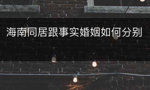 海南同居跟事实婚姻如何分别