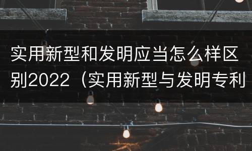 实用新型和发明应当怎么样区别2022（实用新型与发明专利的区别有哪些）