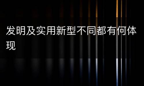 发明及实用新型不同都有何体现
